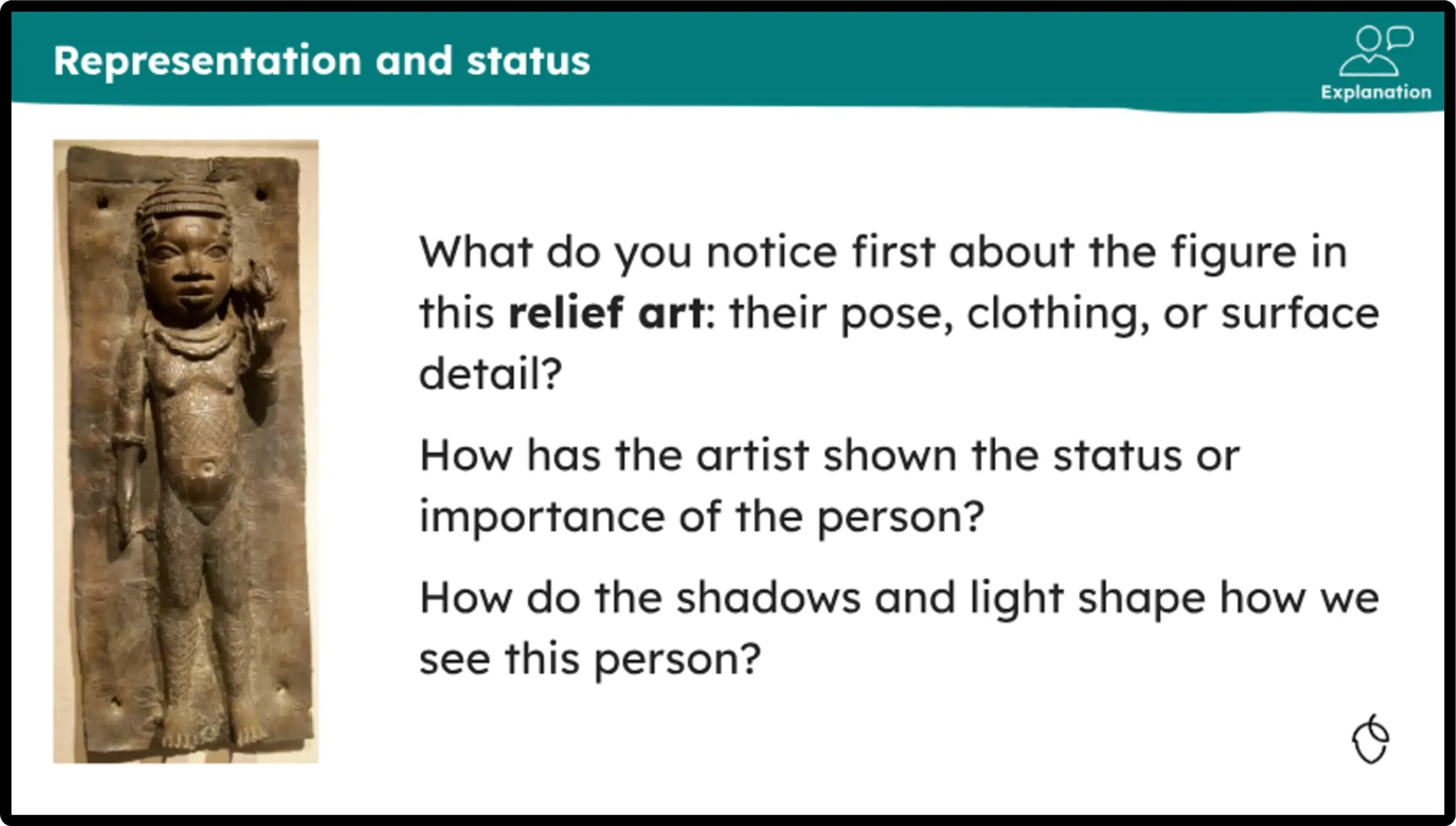 Slide from year 6 unit, lesson 3: Raised portraits: representation through dots and relief. From unit: Elevating the Ordinary Charting Self Exploring Portrait and Identity