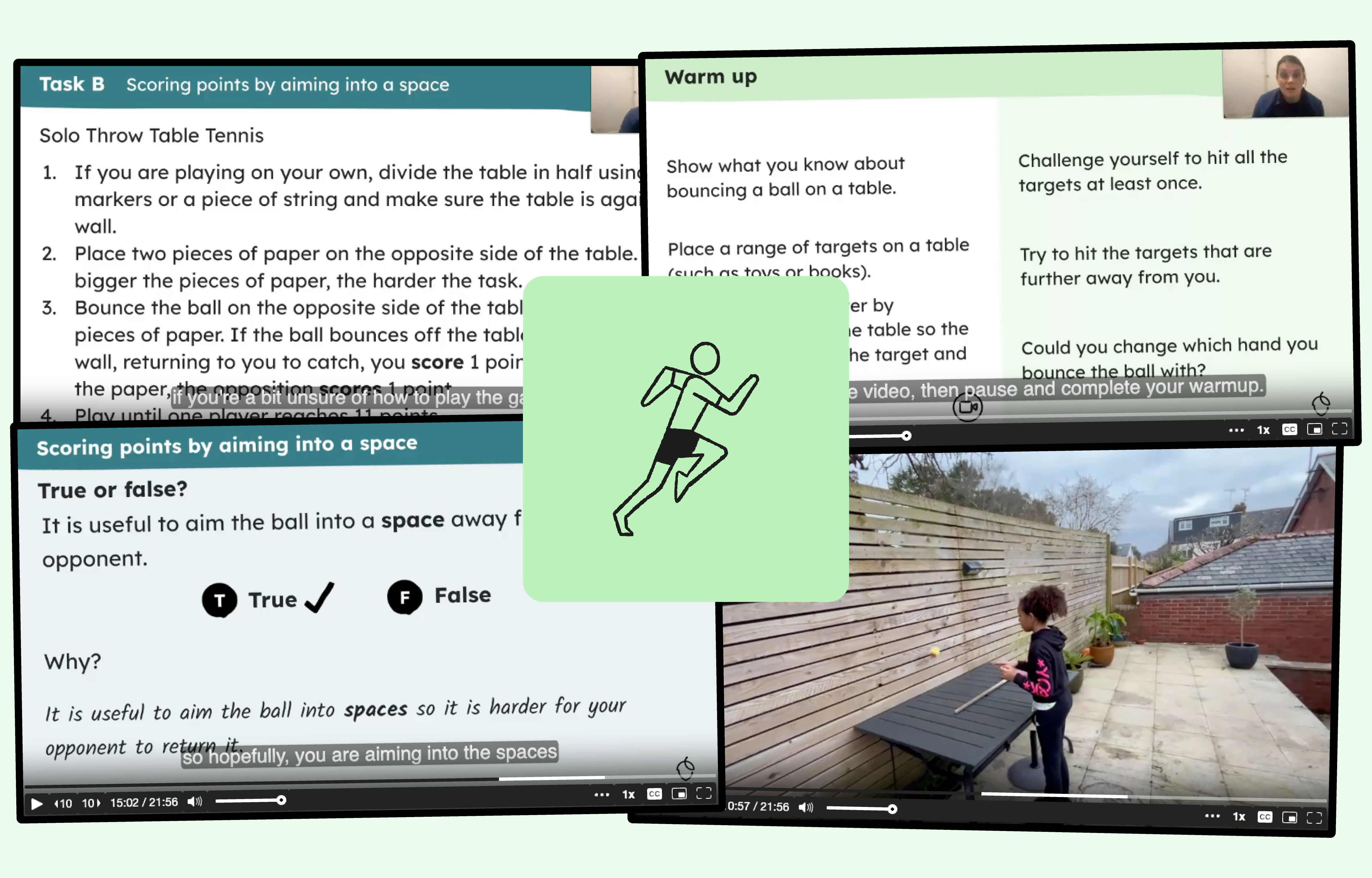 A selection of resources from an Oak remote PE lesson