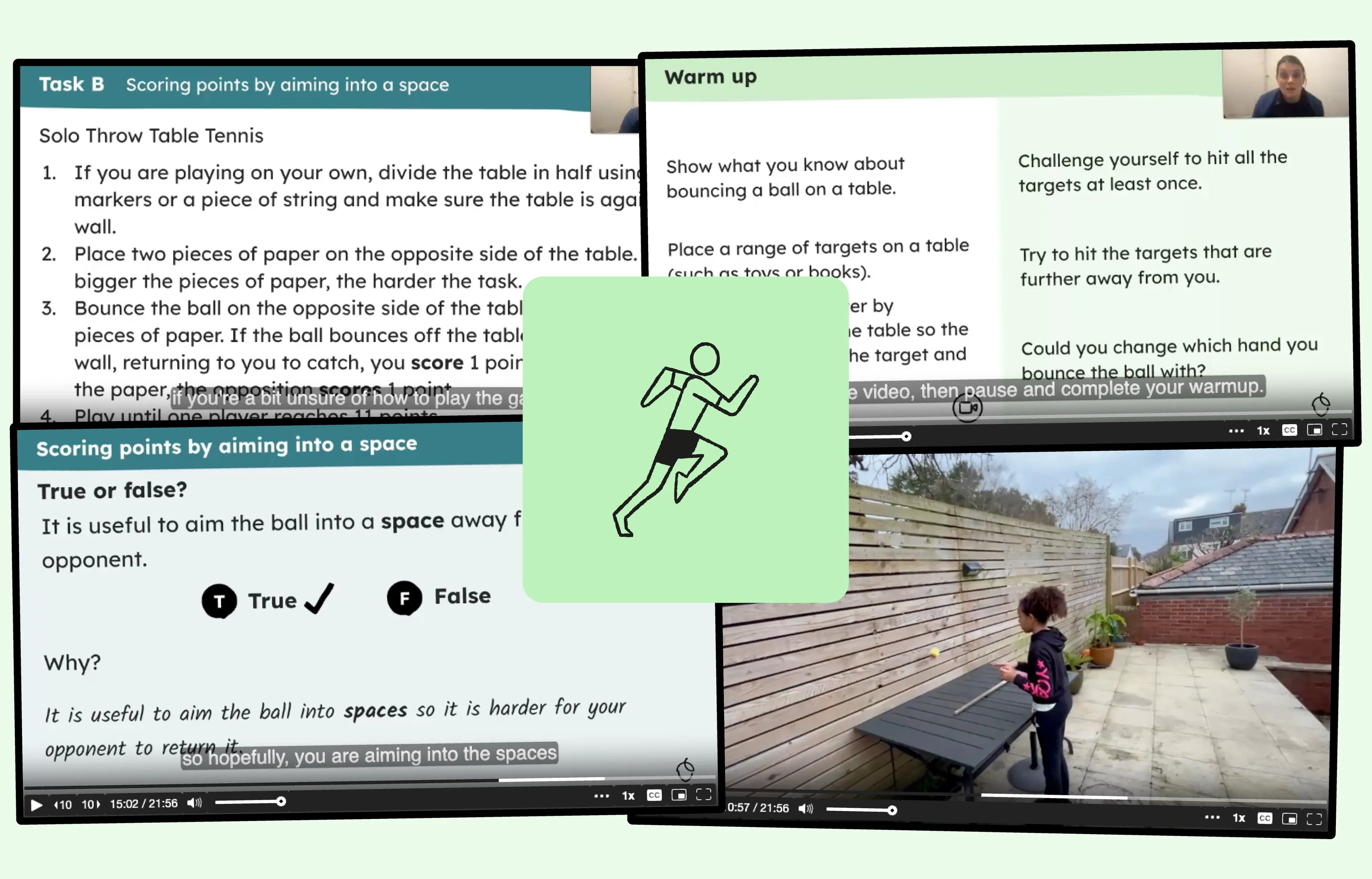 A selection of resources from an Oak remote PE lesson