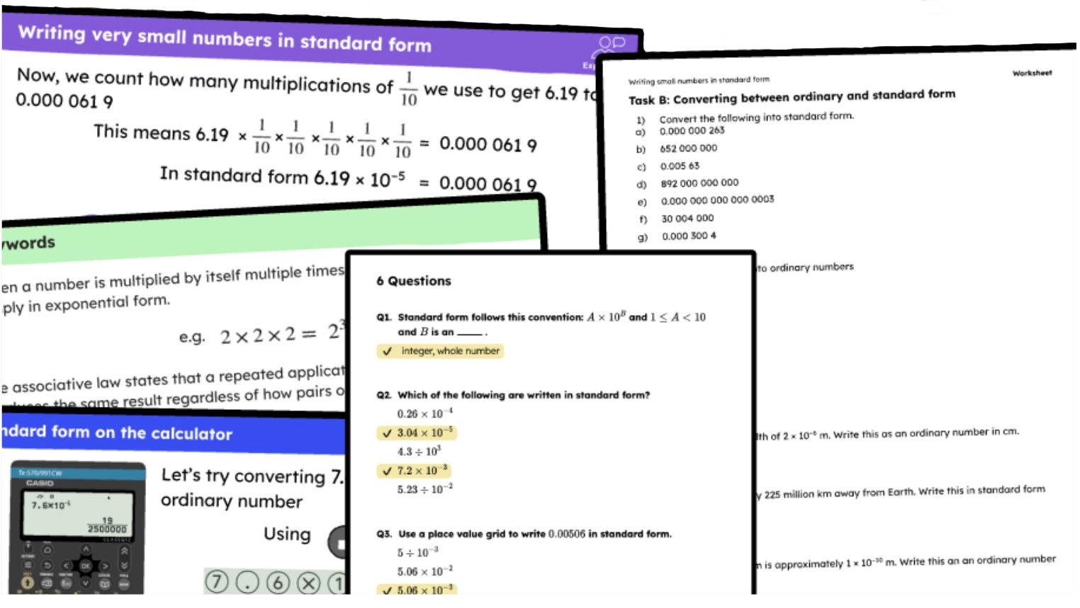 Slides and worksheets from the year 9 lesson Writing small numbers in standard form