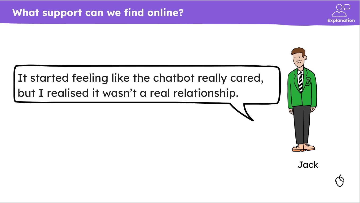 Image from the year 10 lesson ‘Seeking support online’ in the unit ‘Media influence: Is the internet a good influence in our lives?’
