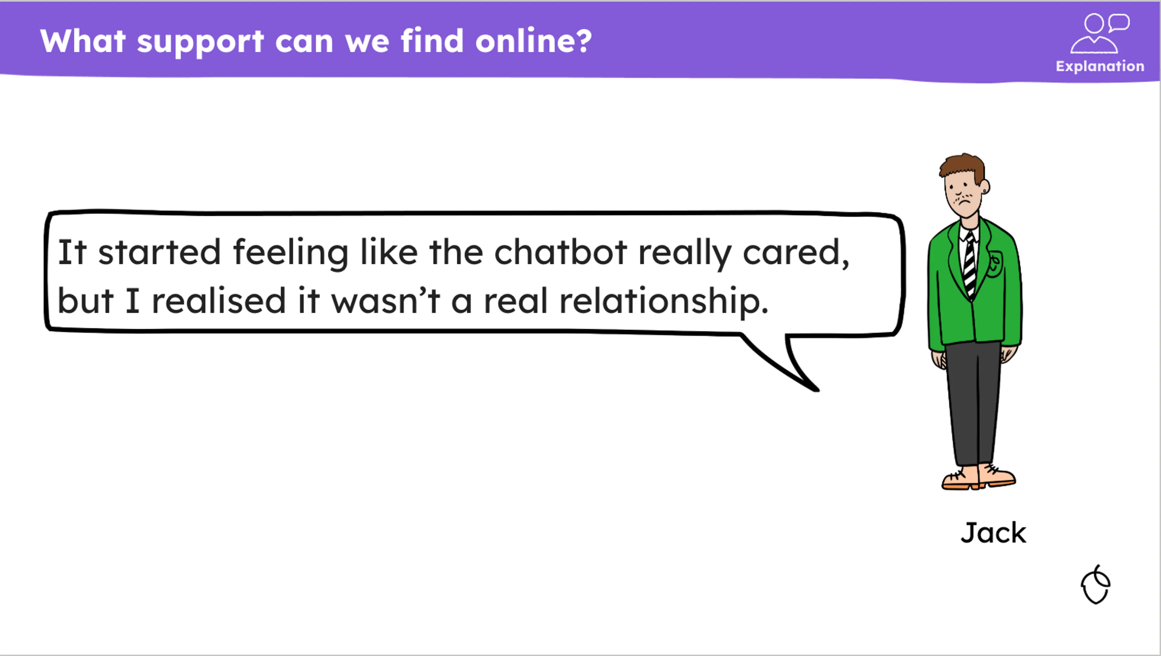 Image from the year 10 lesson ‘Seeking support online’ in the unit ‘Media influence: Is the internet a good influence in our lives?’