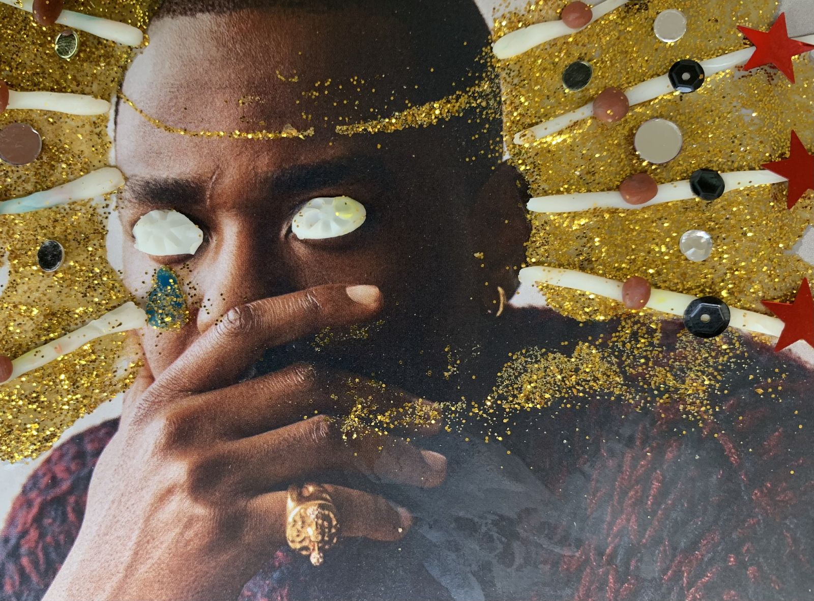 Mixed media collage from the secondary lesson Body adornment, from the unit An overview of craft